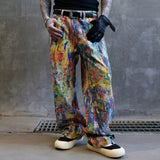 AIDASE  -  Colors Print  Denim Pants Jeans Men Streetwear Fashion Hip Hop Loose Casual Straight Oversize Wide Leg Baggy Jeans Trousers aidase-shop