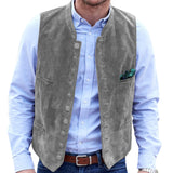 Men's Deerskin Velvet 10-button Suit Vest Best Man Wedding Clothing Jacket Victorian Style Steampunk Casual Business Vest aidase-shop