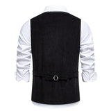 AIDASE  -  Retro Pattern Embroidery Corduroy Vest Coat Men Spring Fashionable Button-up V Neck Waistcoats Mens Casual Sleeveless Cardigans aidase-shop