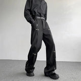 AIDASE  -  Autumn Trousers for Men's Korean Version of PU Leather High-end Wide-leg Trousers aidase-shop