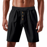 AIDASE  -  Cross-border men's loose American linen beach casual washed button five-point sports shorts men aidase-shop