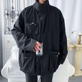 AIDASE  -  American New Simple Workwear Black Jacket Men Trendy Handsome Loose Korean Streetwear Versatile Large Size Student Jacket aidase-shop