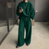 AIDASE  -  Men Sets Solid Color O-neck Long Sleeve T Shirt & Pants Two Pieces Sets Streetwear Oversize Fashion Casual Men's Suits aidase-shop