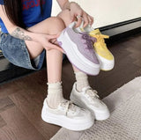 AIDASE  -  Spring New Women's Platform Wedge Sneakers Thick Sole Height Increasing Casual Fashion Versatile Lace up Board Shoes aidase-shop