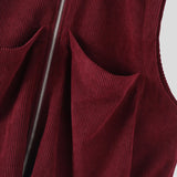 AIDASE  -  Men Vests Solid Color Sleeveless Zipper Casual Male Waistcoats Streetwear Loose 2025 Pockets Fashion Corduroy Vests Men aidase-shop