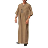 AIDASE  -  Men's Muslim Robes Middle East Arab Ramadan Islamic Button V-neck Clothing Solid Casual  Long Sleeve T-shirt Dress Tunic Tops ﻿ aidase-shop