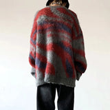 Striped Men Winter Sweater Mohair Colorful Irregular Gradient Casual Pullovers Fashion Korean Style Casual Knitwear aidase-shop