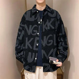 Aidase  Long Sleeved Shirt Men's and Women's Trendy Brand Loose American Retro High Street Full Print Trendy Shirt Trend