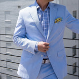AIDASE  -  Light Blue Men's Suit 2 Pieces Blazer Pants One Button Peaked Lapel Formal Business Slim Fit New Wedding Groom Costume Homme aidase-shop