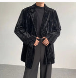AIDASE  -  Spring Autumn New Men's Tide Korean Style Velvet Long Sleeve Blazer Niche Chic Casual Padded Shoulder Suit-Coats Ins W10344 aidase-shop