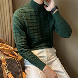 AIDASE  -  Mr. NR Briti Sle  Color f High Collar Knitted Long Sve Wave Pattern Elastic Base irt Sweater for Men Casual aidase-shop