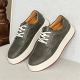 Aidase New Brown Casual Shoes Classic Frosted Leather Men Soft Loafers Men Flats Comfortable Driving Shoes Lace Up Loafers Moccasins aidase-shop