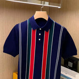Aidase High Quality Summer New Men's Knitting Short Sleeve T-Shirt Men Casual Button Fashion Top Fashion Polo Shirt