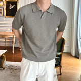 AIDASE  -  Summer Thin Ice Silk Casual Polo Shirts Men Knitted Short Sleeve Turn-down Collar Pullover Top For Mens Fashion Solid Polo Shirt aidase-shop