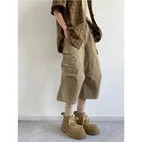 AIDASE  -  Summer Vintage Artistic Lazy Style Pleated Casual Pants Loose Big Pocket Men's Women's College Style Seven-Five Pants Trendy aidase-shop