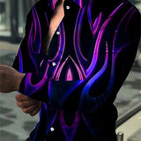 AIDASE  -  New Printed Casual Slim Fit Youth Men's Irregular Pattern Print Long Sleeve Shirt aidase-shop