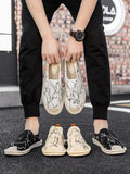 AIDASE  -  Fashion Print Canvas Shoes New Classic White Men's Fisherman Loafers Man Flats Espadrilles Breathable Male Summer Footwear aidase-shop