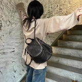 AIDASE  -  Custom Initials Vintage Backpacks For Women Luxury Designer Handbag Purses New In PU Imitation Cow Leather Washing Shoulder aidase-shop