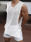 AIDASE  -  Summer Men Tide Fashion Loose Perspective Hollow Out Side Strap Casual Sexy Tank Tops Chic Ins Mesh Streetwear Vest aidase-shop