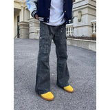 AIDASE  -  American Retro Deconstructed Hammered ket Workwear Casual Pants Men CleanFit Wrinkle Loose Wide Leg Micro Flared Trousers aidase-shop