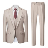 AIDASE  -  Korean-Style Slim-Fit Solid Color Suit Three-Piece Men's Wedding Dress Best Man Suit Business Career Ceremonial Clothing aidase-shop