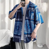 AIDASE  -  Loose Men's Short Sleeve Shirt Couples Walnut Flower Print Summer Casual Chinese Style Five-Quarter Sleeve Shirt Jacket aidase-shop