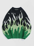 Aidase Fire Flame Graphic Y2K Aesthetic Sweater