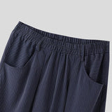 AIDASE  -  Men Striped Pants Loose Elastic Waist Joggers Casual Trousers Men Streetwear Baggy Fashion Leisure Male Long Pants aidase-shop