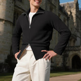 AIDASE  -  Men Sweatshirts Solid Color Lapel Long Sleeve Zipper Male Hoodies Cardigan Streetwear Autumn 2025 Casual Male Outerwear aidase-shop