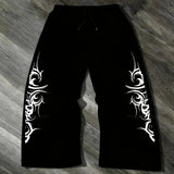 AIDASE  -  Men's Gothic Tribal Print Wide Leg Sweatpants - Loose Hip Hop Streetwear Trousers Elastic Waist Casual Pants aidase-shop