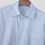 AIDASE  -  Men Striped Shirt Lapel Long Sleeve Button Casual Men Clothing Loose Streetwear 2025 Korean Style Fashion Male Shirts aidase-shop