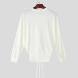 AIDASE  -  Men Irregular T Shirt Solid Long Sleeve Hollow Out Lace Up Men Clothing Streetwear Fashion Casual Tee Tops Men Camisetas aidase-shop