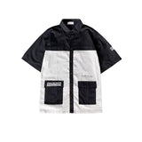 AIDASE  -  College Style Short-sleeved Shirt Men's Casual Loose Hong Kong Style Work Shirt Korean Style Fashion Summer Trend Contrast Top aidase-shop