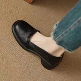 AIDASE  -  New Women Mary Jane Shoes Retro Round Toe Thick Platform Slip On Soft Leather Casual Loafers Comfort Flat Pumps aidase-shop