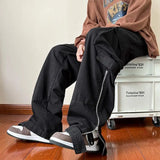 Aidase Zipper Cargo Pants Men Parachute White Cargo Trousers Male Hip Hop Streetwear Vintage Loose Casual Safari Style 5XL