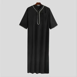 AIDASE  -  Men's Muslim Robes Middle East Arab Ramadan Islamic Button V-neck Clothing Solid Casual  Long Sleeve T-shirt Dress Tunic Tops ﻿ aidase-shop