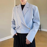 Aidase Men Autumn Winter Irregular Solid Color Cross Design Splicing Suit Genderless French Elegant Fashion Trend Short Casual Suit aidase-shop