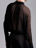 AIDASE  -  Men's Summer Black Thin See-through Clothes Men's Casual Shirt Breathable Blouse Night Bar Club Sexy Costume aidase-shop