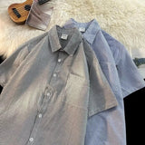 AIDASE  -  Striped Short Sleeved Shirt Men's Summer Five Quarter Sleeve Fashionable Top Loose Casual Short Sleeve Male Coat aidase-shop