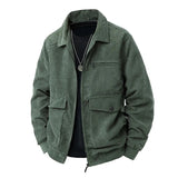 AIDASE  -  Spring and Autumn Corduroy Coat Loose Men's Trendy Fashion Zipper Multi Pocket Bomber Jacket aidase-shop