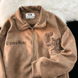 AIDASE  -  Lamb Fleece Hooded Sweatshirt for Female Preppy Winter Loose Fit Fleece for Couples Cgothic Letter Spliced Women's Cotton Jacket aidase-shop