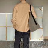 AIDASE  -  Men Shirt Solid Color Lapel Long Sleeve Lace Up Casual Men Clothing Streetwear Loose 2025 Fashion Male Shirts S-5XL aidase-shop