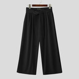 AIDASE  -  Men Wide Leg Pants Solid Color Button Joggers Lace Up Loose Trousers Men Streetwear Loose Fashion Casual Male Long Pants aidase-shop