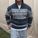 AIDASE  -  Tops 2025 Men Long Sleeve Loose Knitted Sweatshirts Casual Spring Printing Zipper Design Hoodies Stand Collar Pullovers aidase-shop