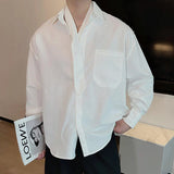 AIDASE  -  Men Tie Design Turn-down Collar Shirts Spring New Fashion Long Sleeve Shirt Business Casual Male Clothing Solid Color aidase-shop