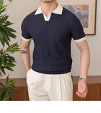 Aidase Summer Contrasting Jacquard Men's Polo Comfortable Breathable Knitted Ice Silk British High Quality Short Sleeve Polo Shirt aidase-shop