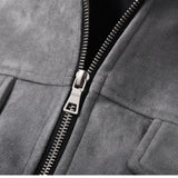 Aidase Vintage Suede Jacket Men Autumn Winter Loose Crock Jackets Zipper Lapel Casual Multi Pocket Bomber Short Jacket for Men aidase-shop