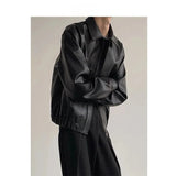 AIDASE  -  Casual American Trend PU Leather Jacket Motorcycle Coat Autumn Couple Cleanfit Top National Trend Outerwear Loose Fit Summer aidase-shop