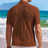 AIDASE  -  Vacation Seaside Beach Casual Shirts Mens Knitting Short Sleeve Button Lapel Knit Shirt Men Summer Fashion Knitted Texture Shirt aidase-shop