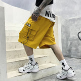 AIDASE  -  Summer Men's Workwear Shorts Trendy Brand Ins High Street Loose Outerwear Knee-length Pants Trendy Straight Pockets aidase-shop